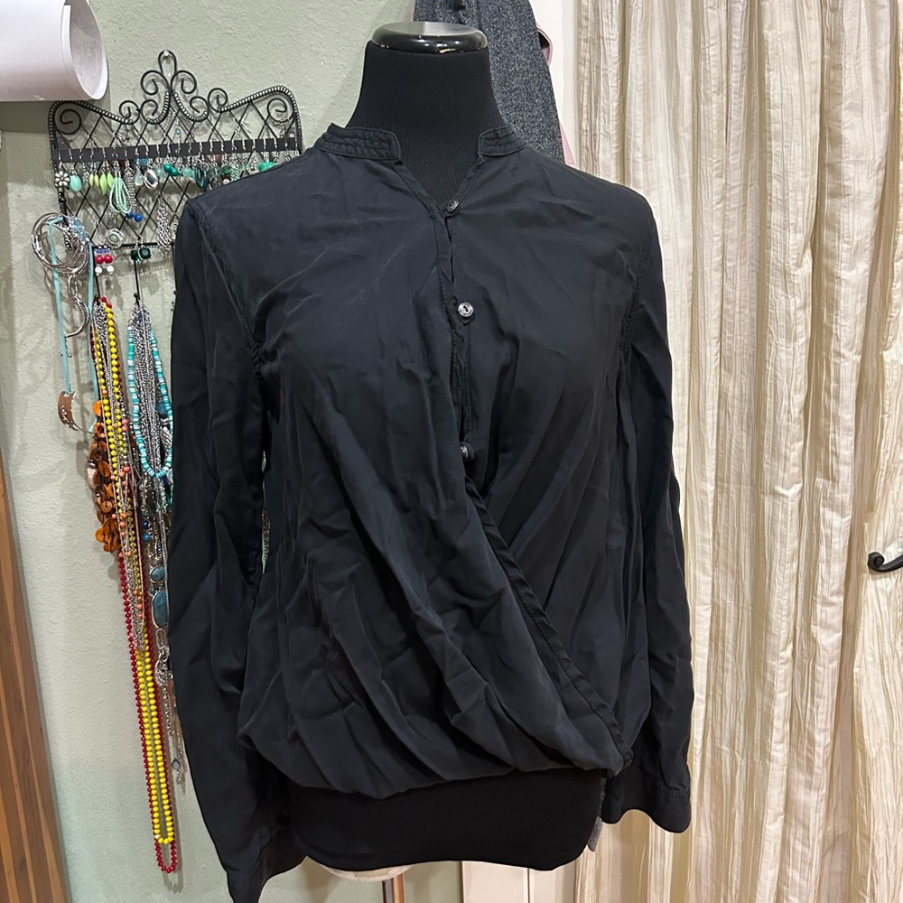 Black faux wrap top